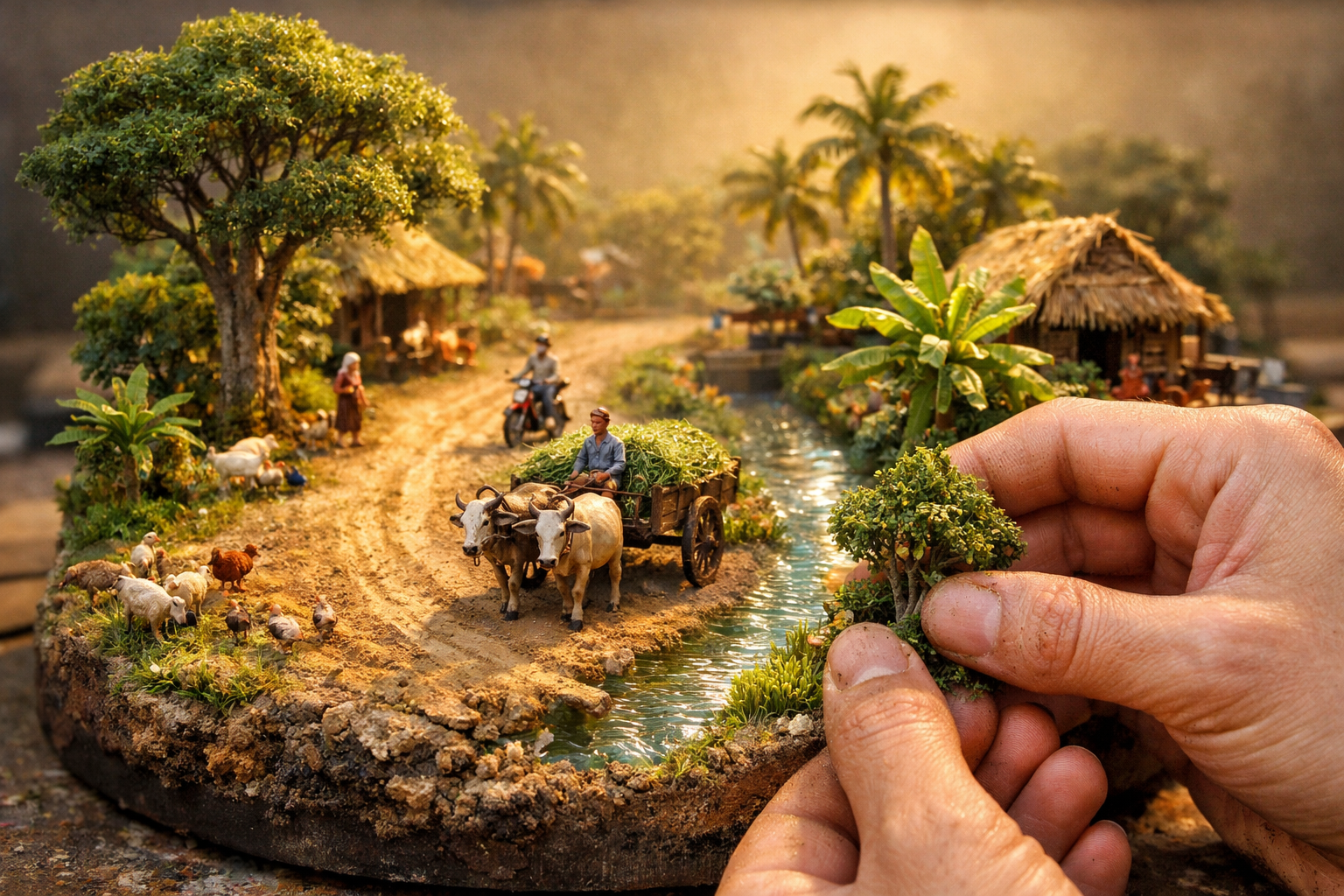 Miniature tropical village