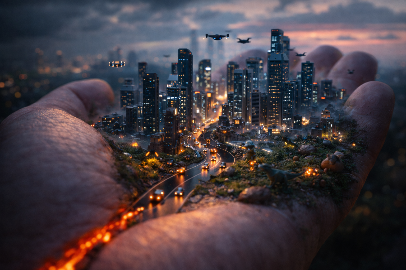 miniature modern cityscape